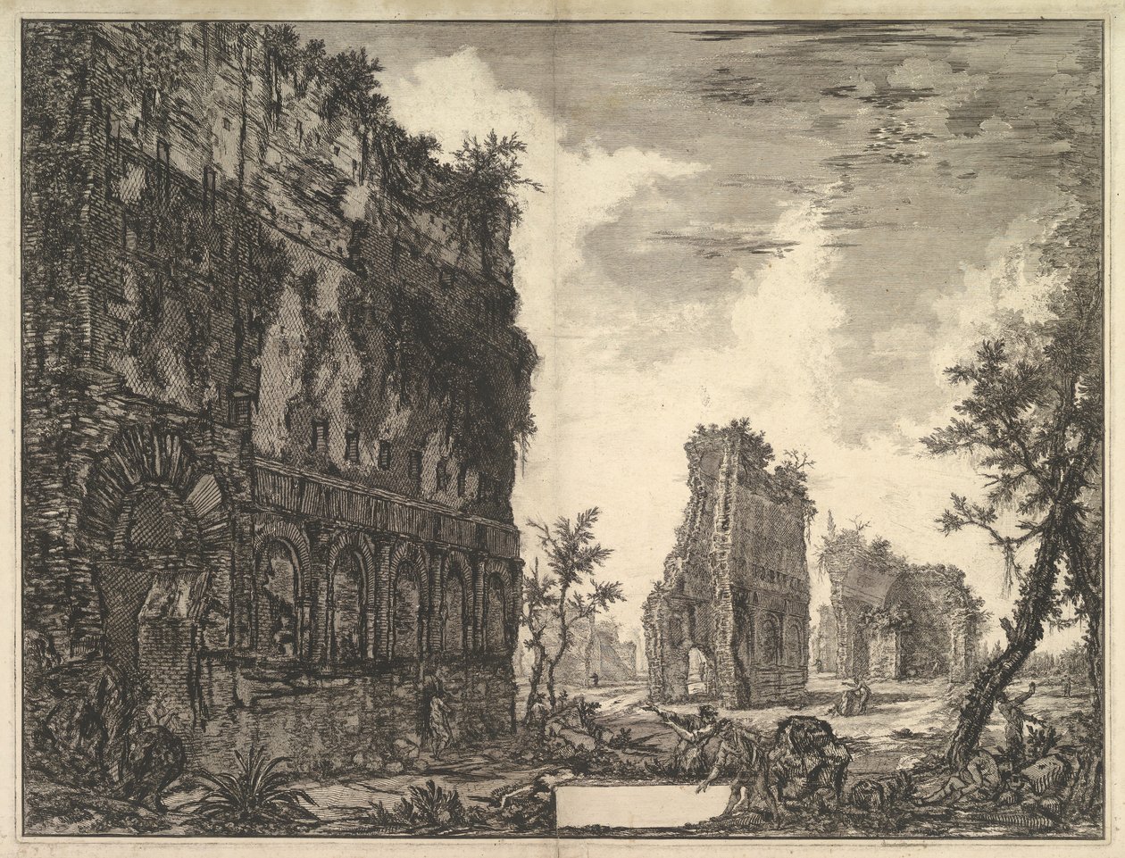 Hadrianus villa: Piazza Oro Piazza av guld Utsikt över resterna av Circonfe ..., ca. 1776. av Giovanni Battista Piranesi