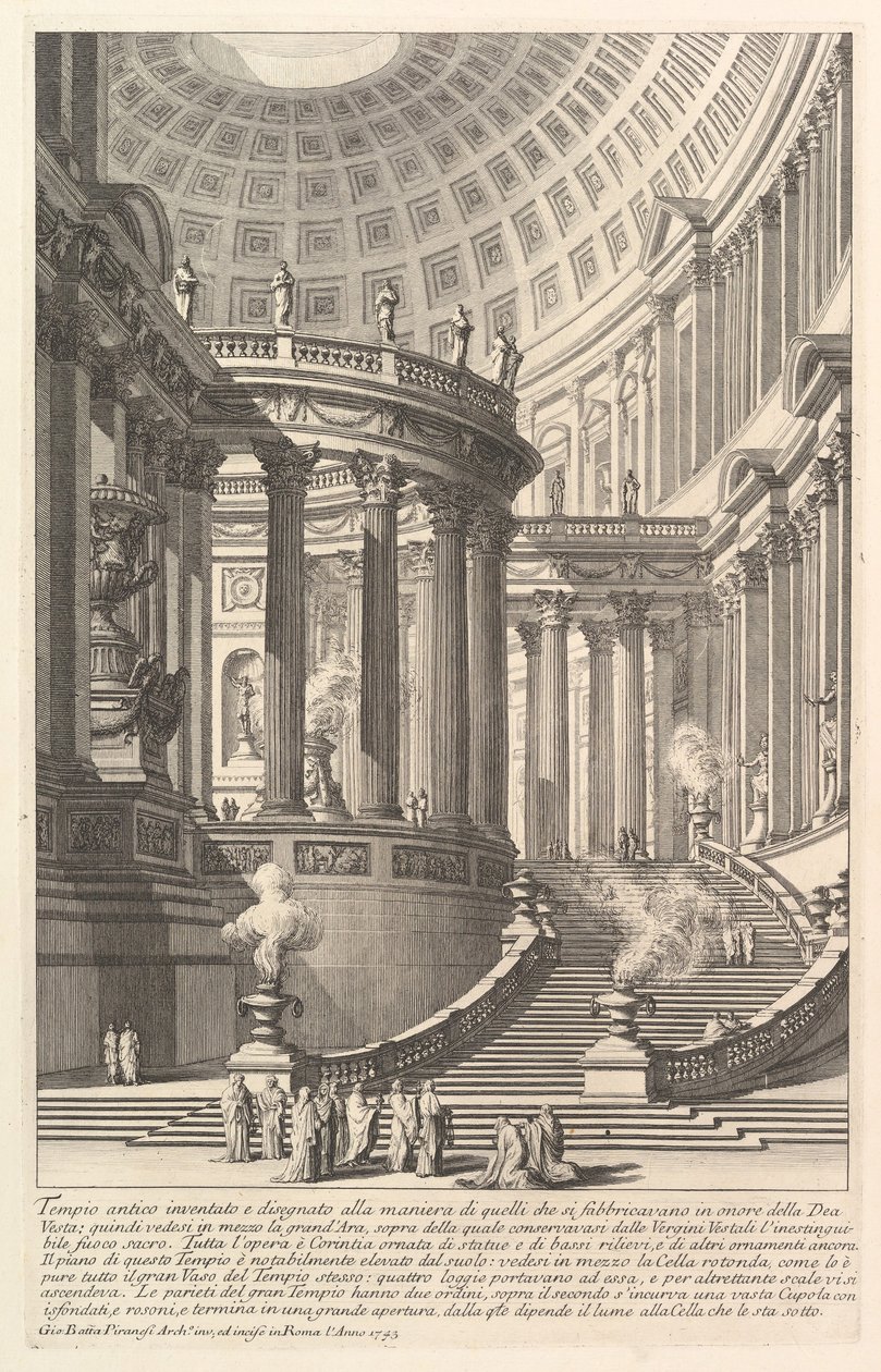 Fantasifullt antikt tempel designat i stil med dem som byggdes för att hedra gudinnan ..., ca. 1750. av Giovanni Battista Piranesi