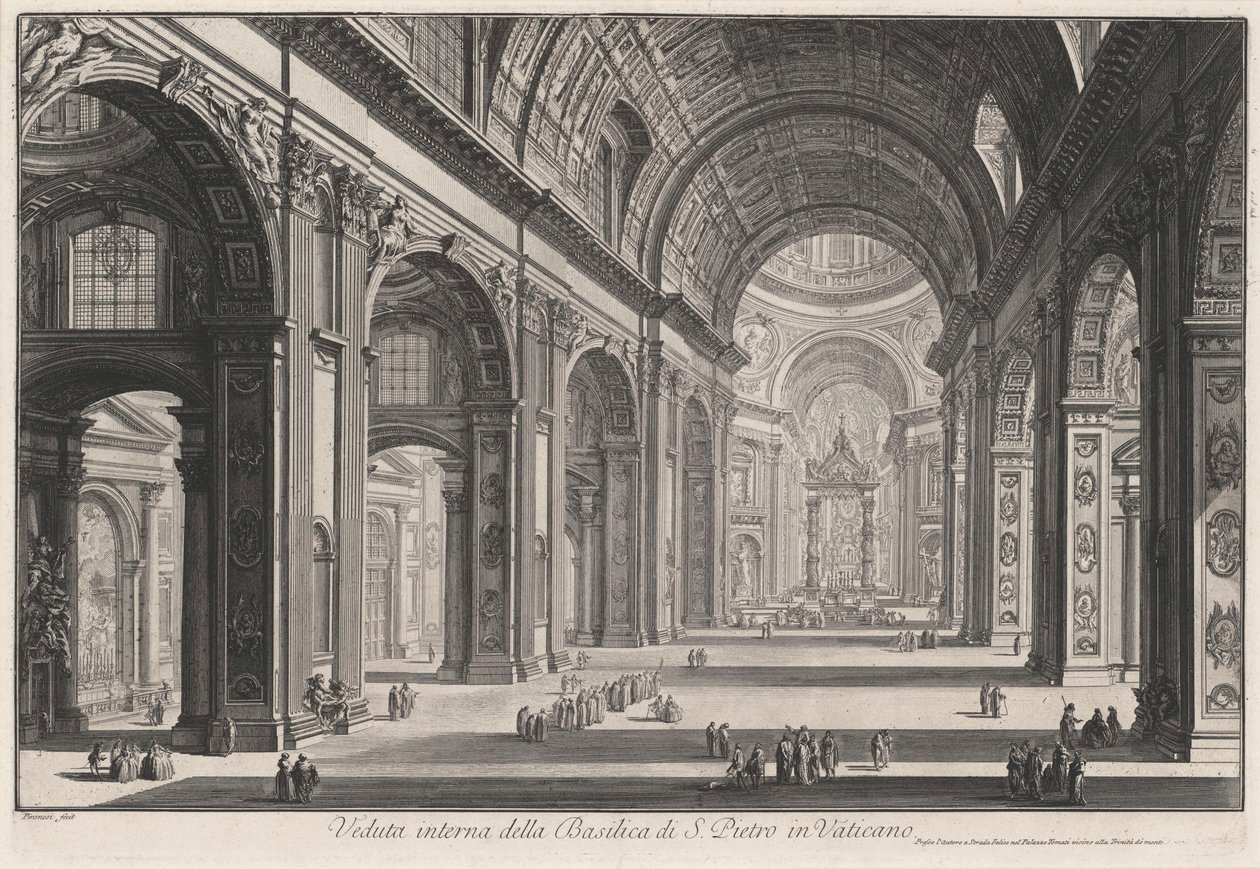 Interiör av Peterskyrkan i Vatikanen (ur: Vedute di Roma) av Giovanni Battista Piranesi