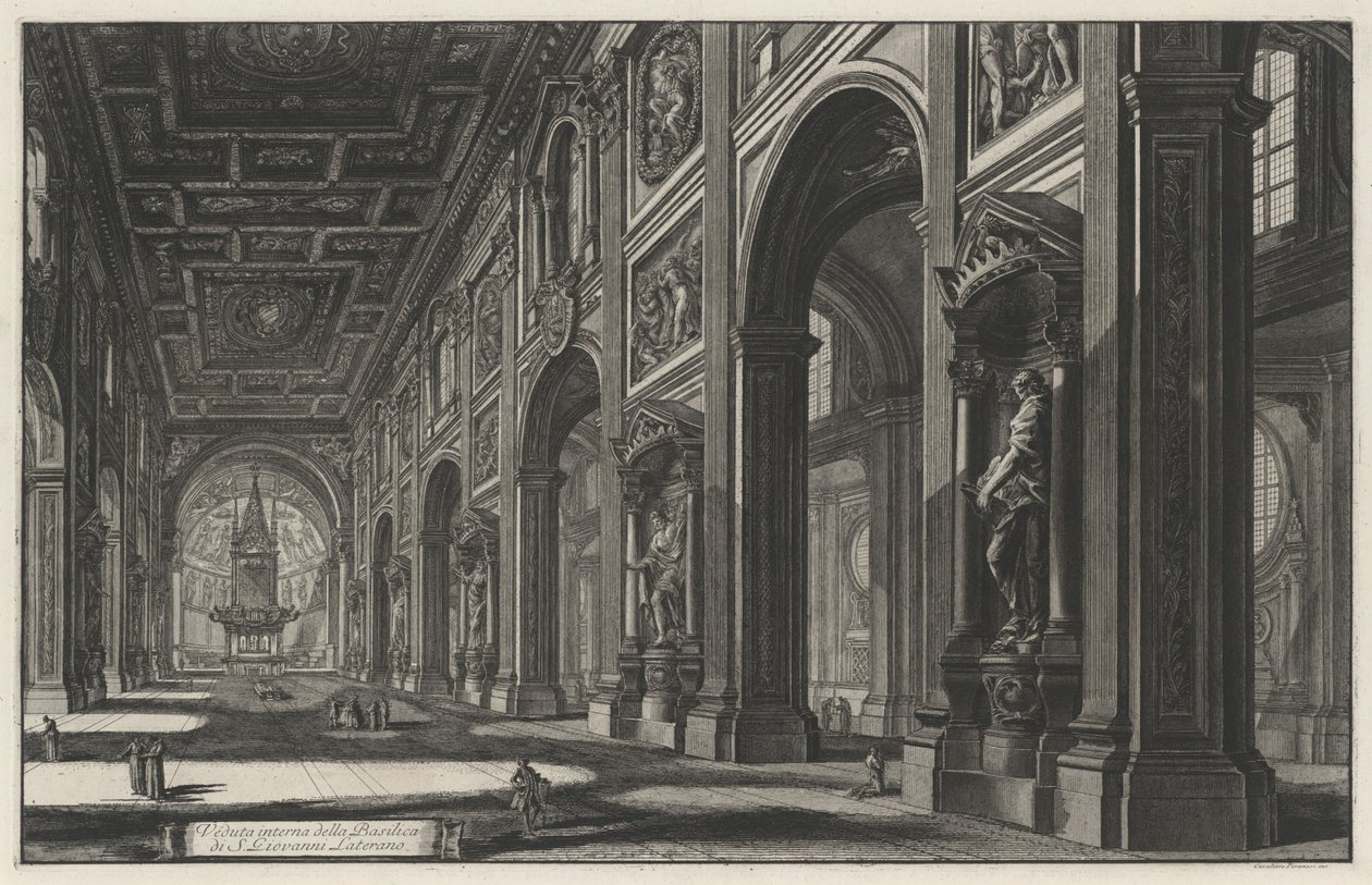 Interiörvy av basilikan San Giovanni in Laterano (ur: Vedute di Roma) av Giovanni Battista Piranesi