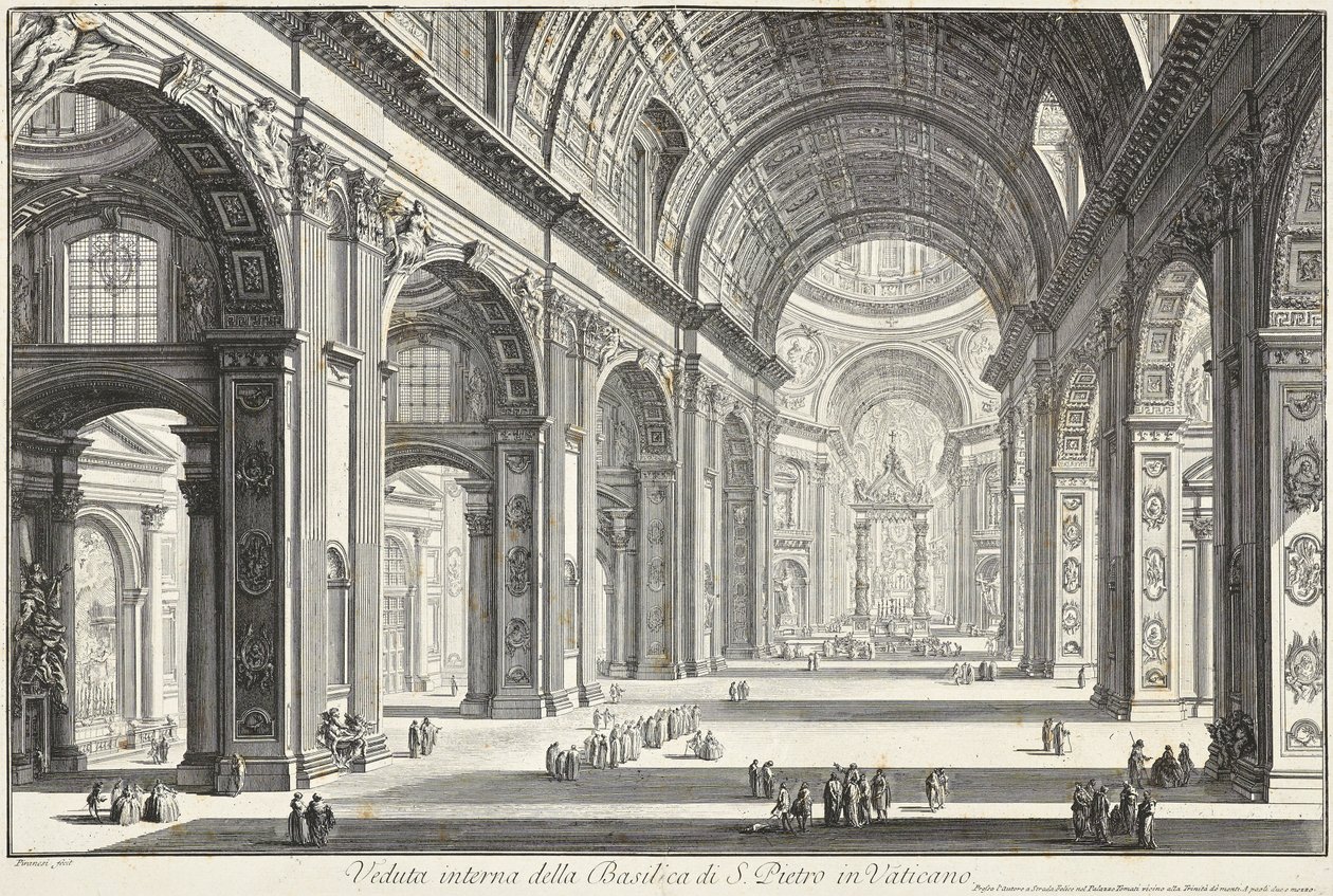 Interiör av Peterskyrkan i Vatikanen av Giovanni Battista Piranesi