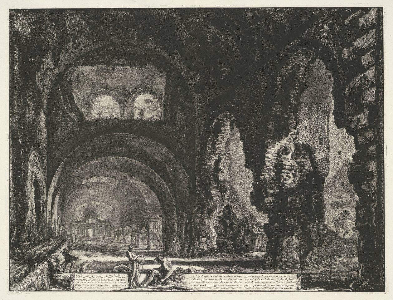 Interieur van de Tempel van Hercules Victor Te Tivoli Intern bild av villan av Mecenate (titel på objekt) Gezichten Op Rome (serietitel) Utsikt över Rom designade och graverade av Giambattista Piranesi Architect Ve (Nez) Iiano (serietitel) av Giovanni Battista Piranesi