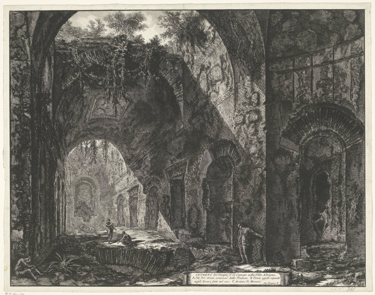 Interieur van de Tempel van de god Canopus i de Villa Adriana t och Tivoli Interiör av Canopus-templet i Villa Adriana (titel på objekt) Gezichten op Rome (serietitel) Utsikt över Rom designad och graverad av Giambattista Piranesi-arkitekten Ve (ne av Giovanni Battista Piranesi