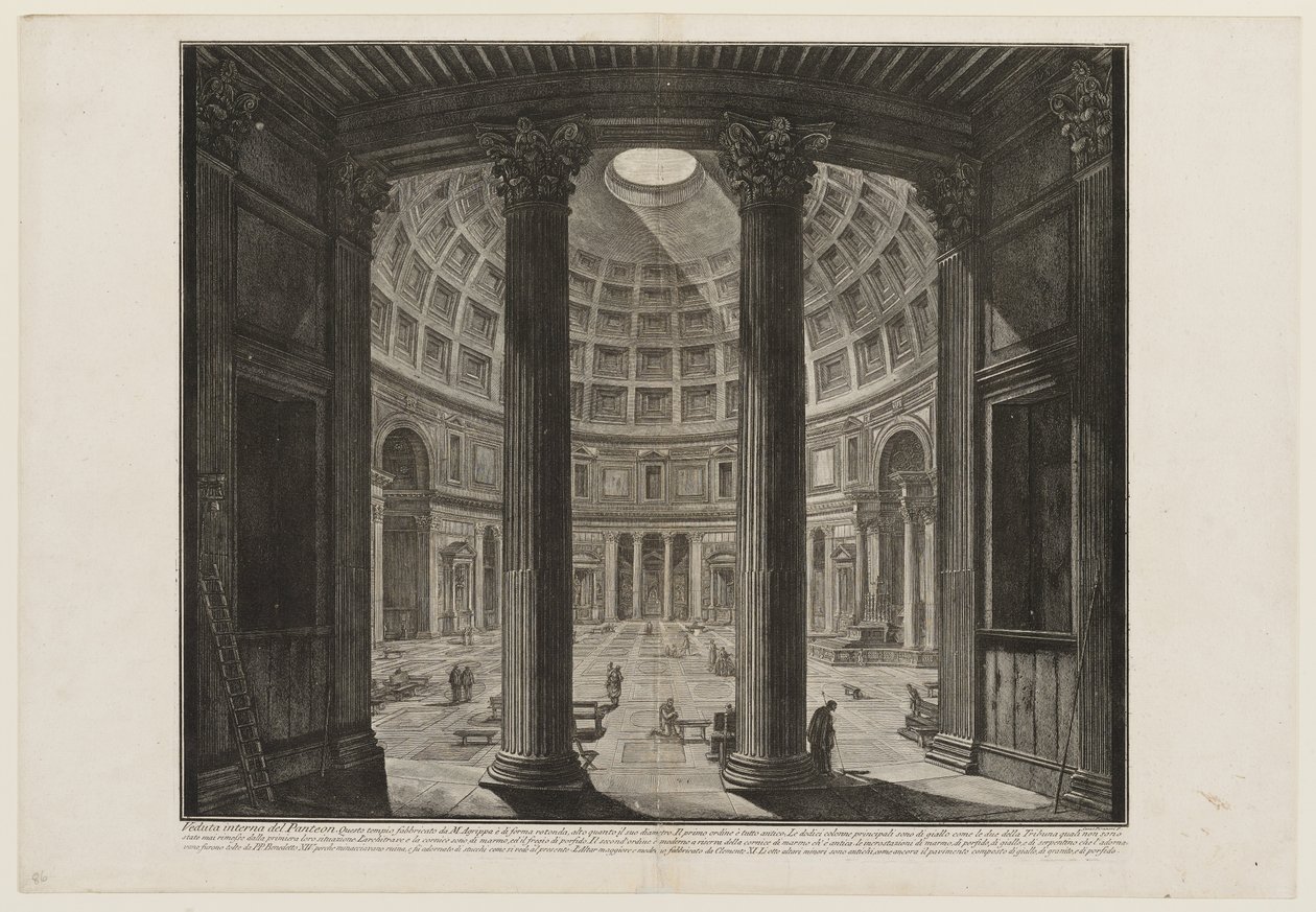 Pantheons interiör av Giovanni Battista Piranesi