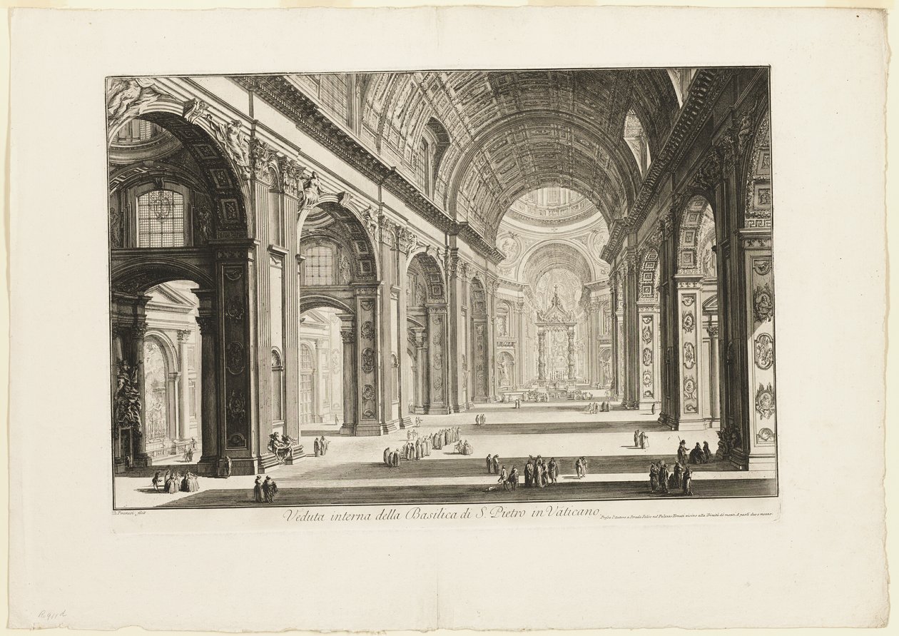 Interiörvy av Peterskyrkan i Vatikanen, från Views of Rome av Giovanni Battista Piranesi