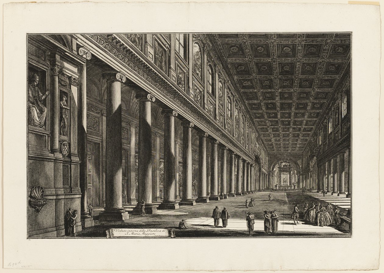 Inre vy av basilikan S. Maria Maggiore, från utsikt över Rom av Giovanni Battista Piranesi
