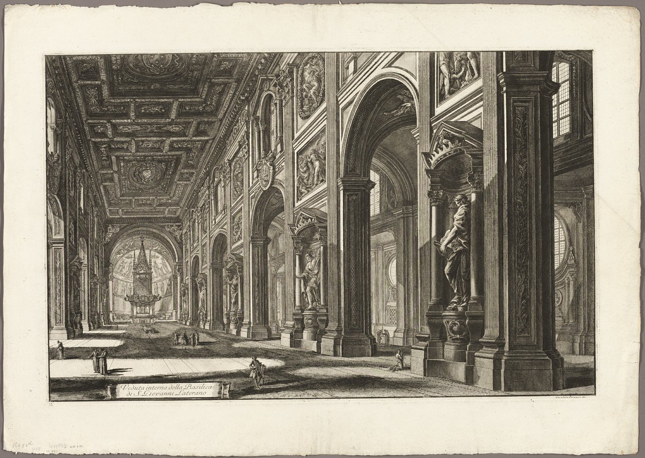 Inre vy av basilikan St. John Lateran, från utsikt över Rom av Giovanni Battista Piranesi