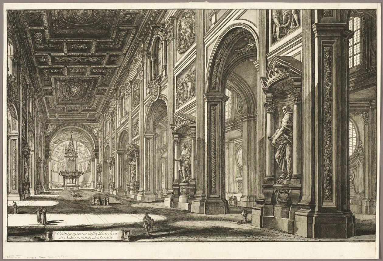 Inre vy av basilikan St. John Lateran, från utsikt över Rom av Giovanni Battista Piranesi