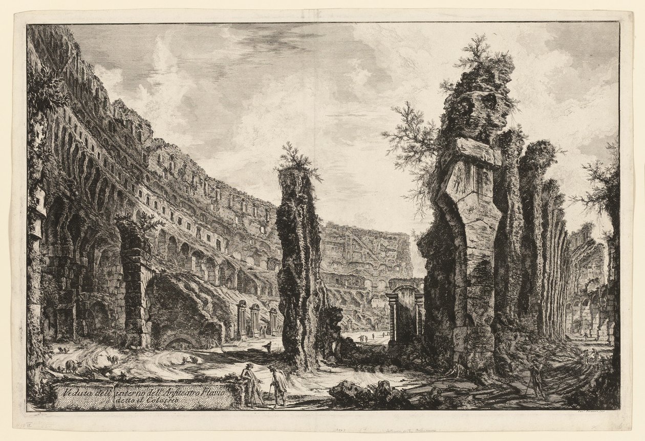 Interiörvy av Colosseum, från utsikt över Rom av Giovanni Battista Piranesi