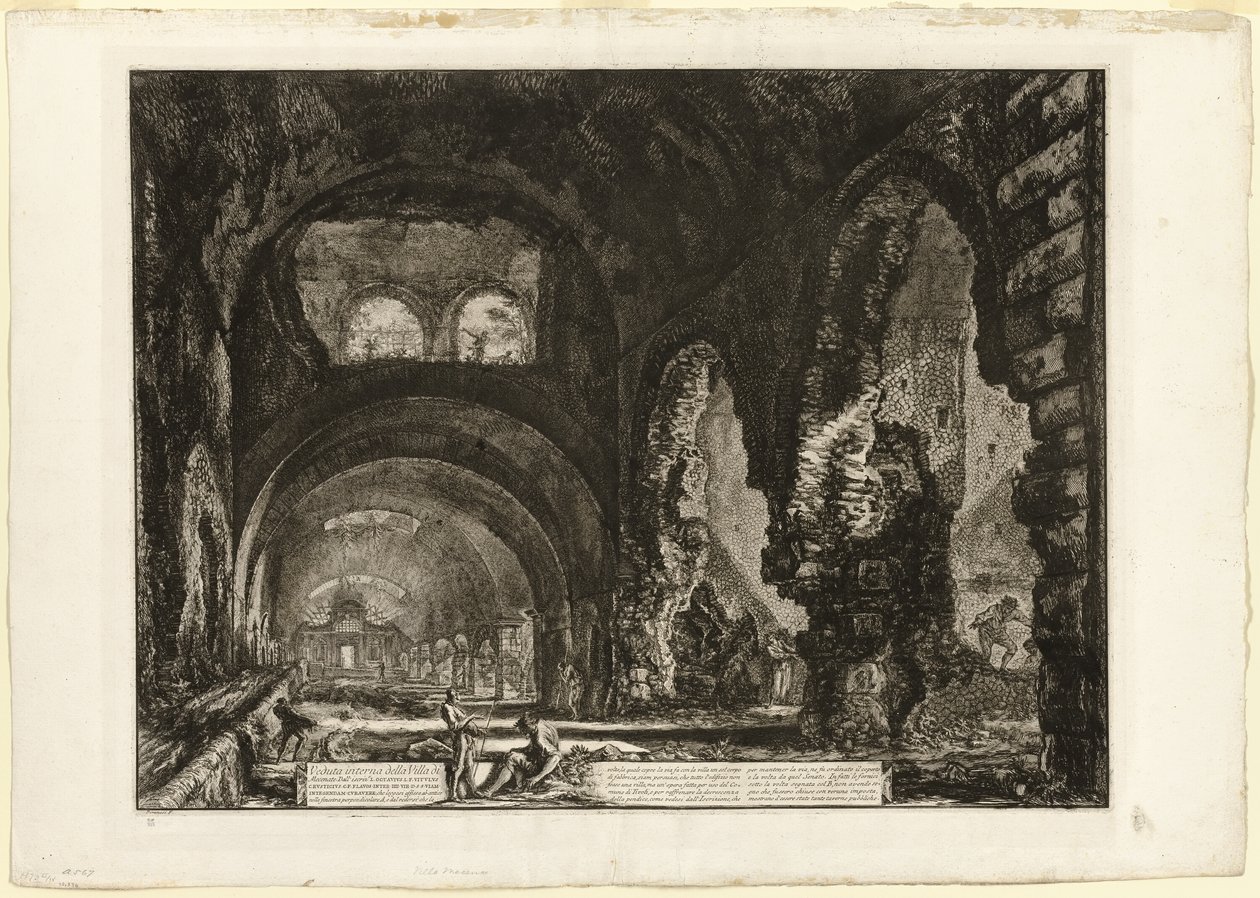 Interiörvy av villan i Maecenas, från utsikt över Rom av Giovanni Battista Piranesi