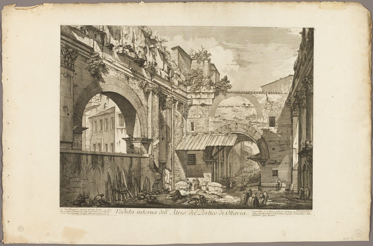 Inre vy av Atrium av Portico of Octavia, från Views of Rome av Giovanni Battista Piranesi