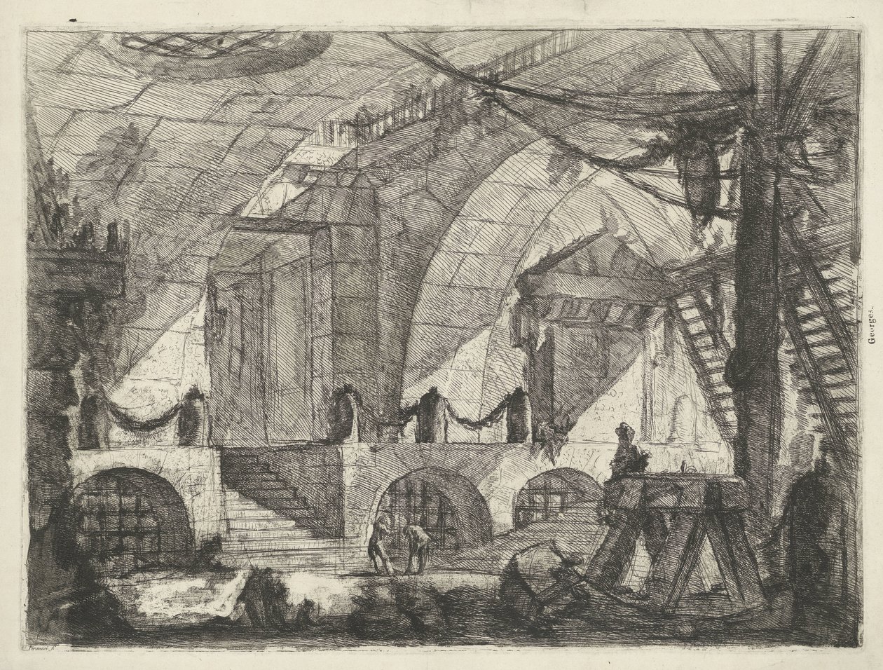 Kerker mötte zaagbok Kerkers (serietitel) Capric Inventions av Carceri alla Acqua Forte (serietitel) av Giovanni Battista Piranesi