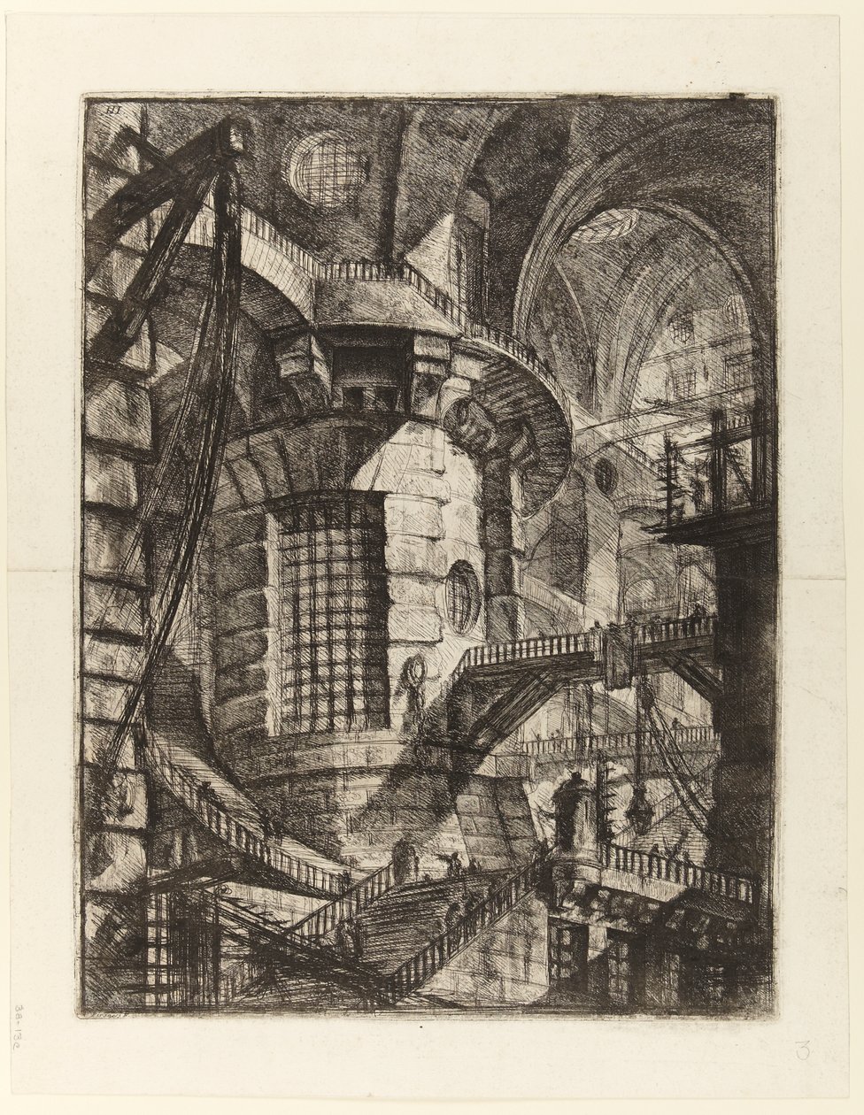 Uppfinningarnas fängelser, plansch III: Det runda tornet av Giovanni Battista Piranesi
