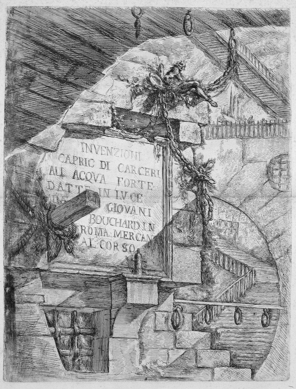 Uppfinningarnas fängelser, plansch I: Titelplansch av Giovanni Battista Piranesi