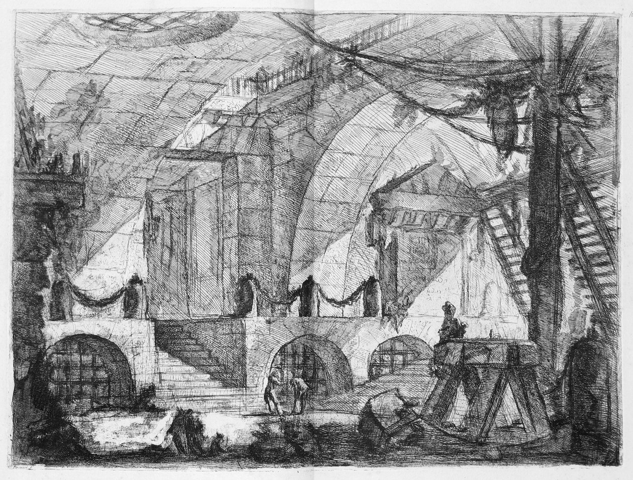 Uppfinningarnas fängelser, plansch XII: Sågbocken av Giovanni Battista Piranesi