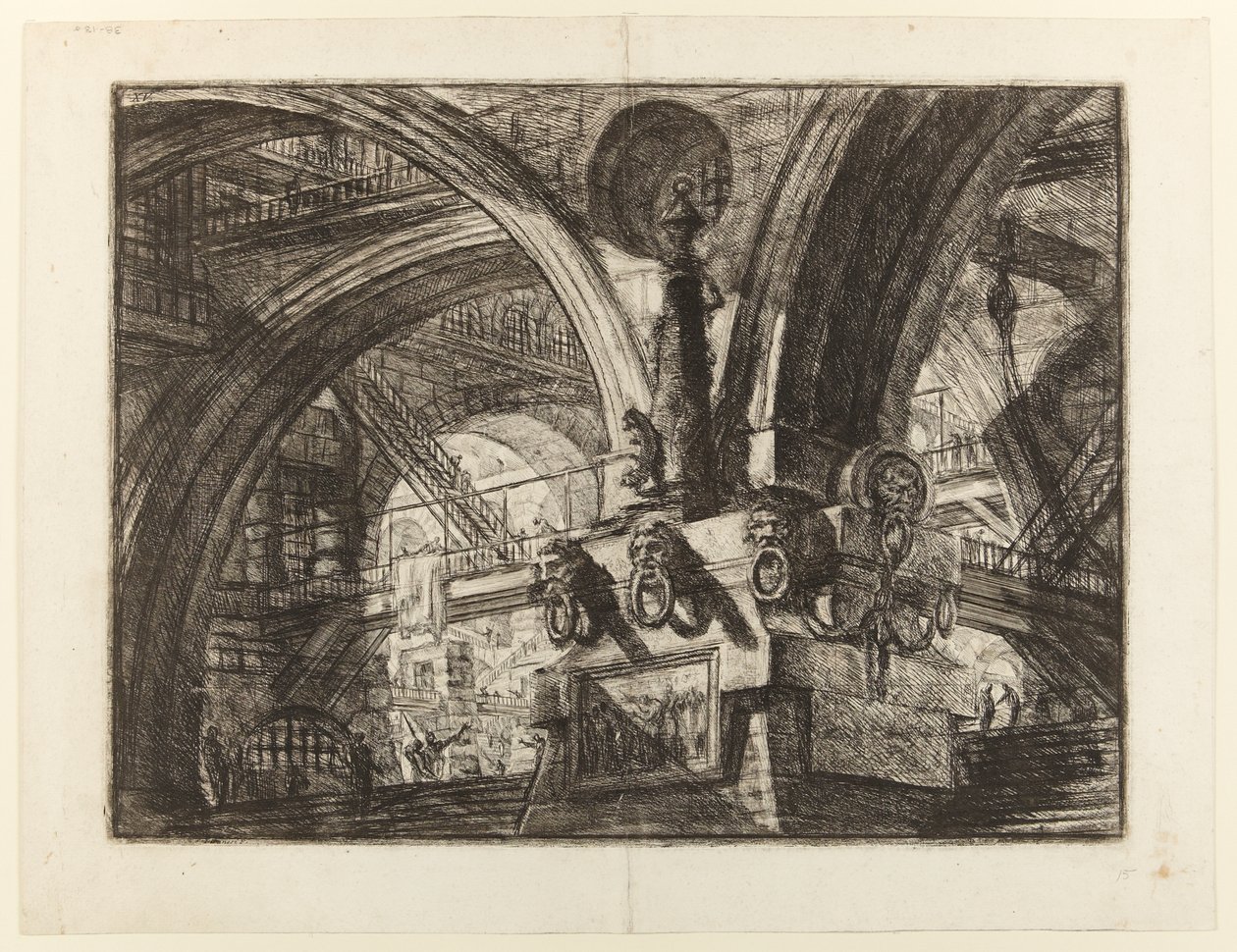 Uppfinningarnas fängelser, plansch XV: Piren med lampan av Giovanni Battista Piranesi