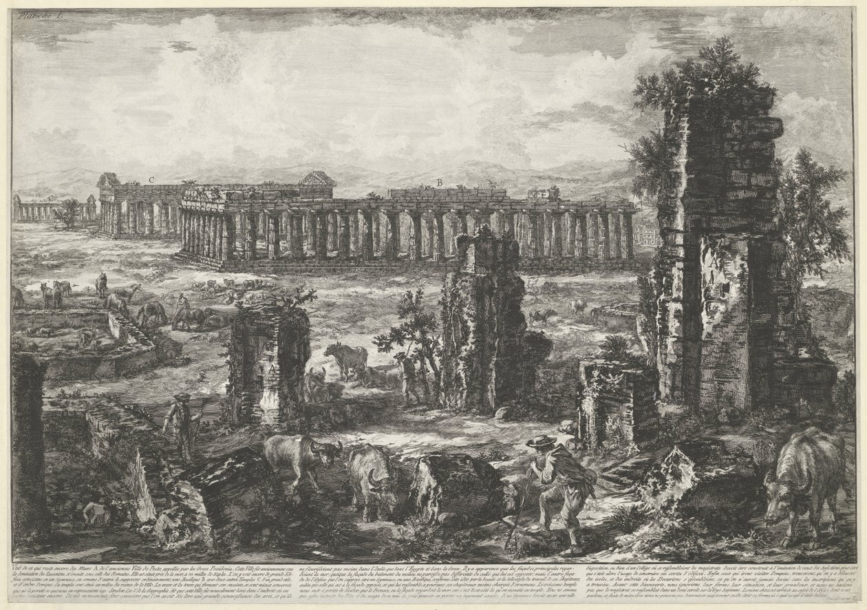 Forntida stadsmur och tempel i Paestum Vue de ce qui reste encore des Murs A. de l