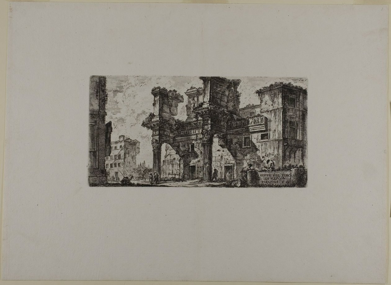 Del av Nervas forum, plansch fem från Some Views of Triumphal Arches and other monuments av Giovanni Battista Piranesi