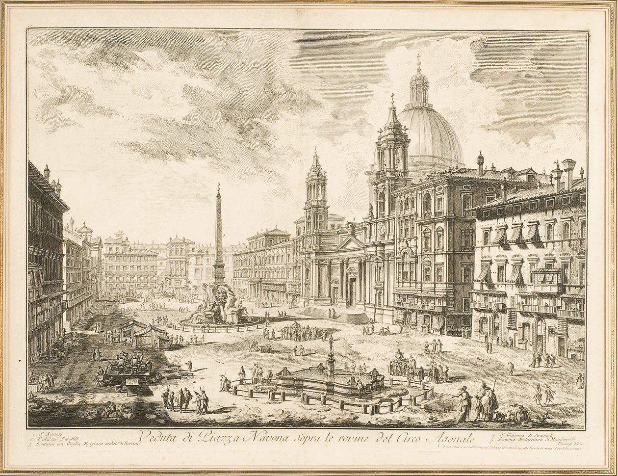 Piazza Navona, tallrik från "Views of Rome" av Giovanni Battista Piranesi