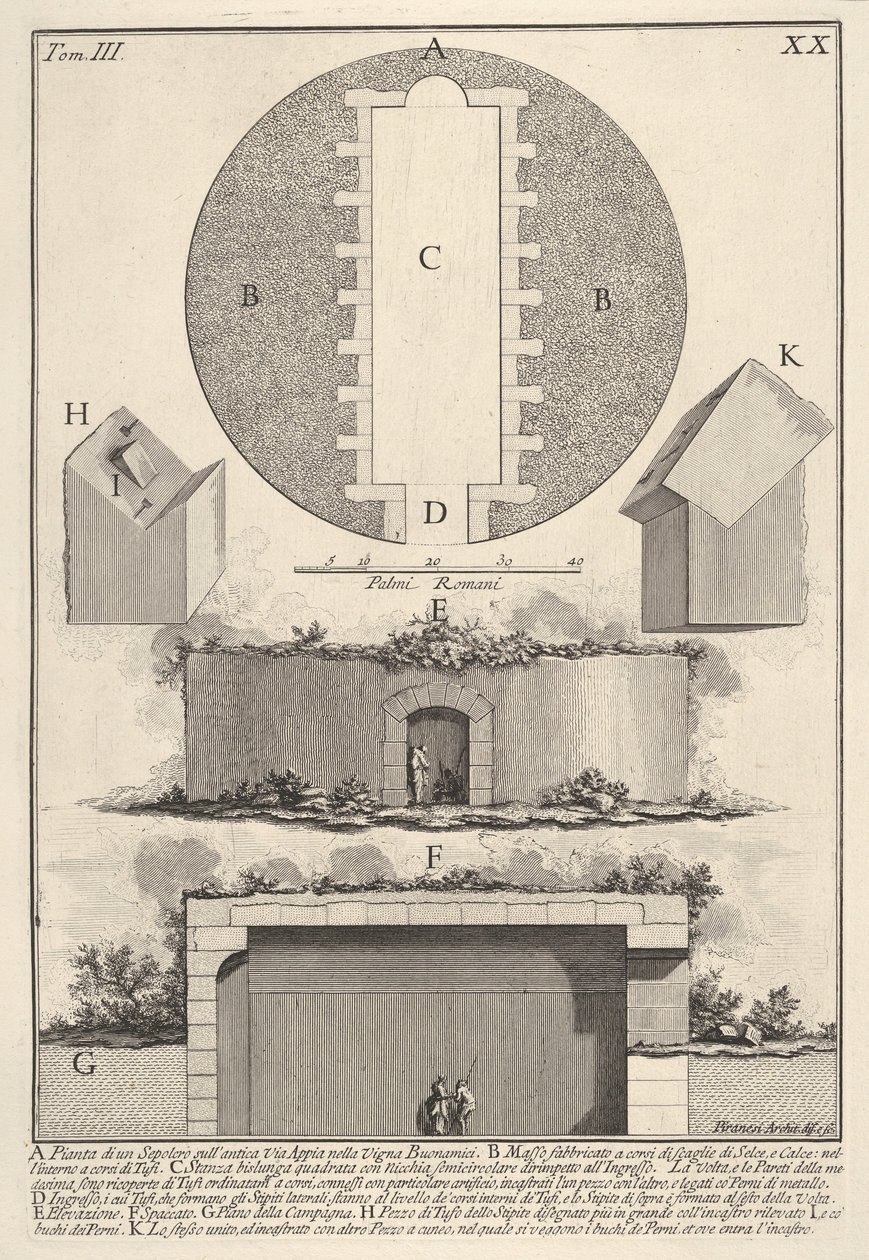 Plan över en grav på Appian Way i Vigna Buonamici Plan över en grav på den antika Via ..., 1756. av Giovanni Battista Piranesi