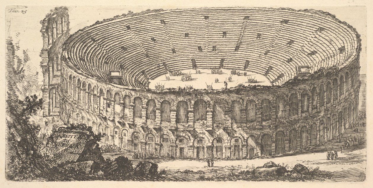 Skylt 25: Amfiteatern i Verona Amfiteatern i Verona, ca. 1748. av Giovanni Battista Piranesi