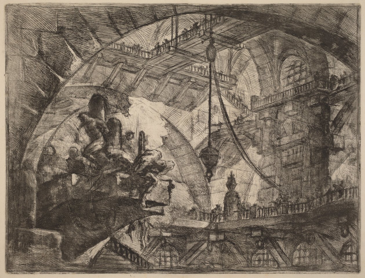 Fångar på en utskjutande plattform av Giovanni Battista Piranesi