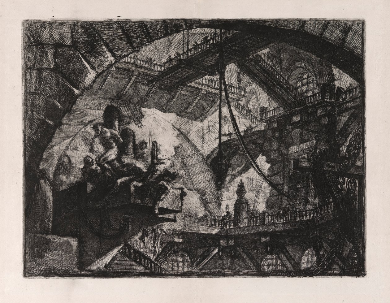 Prisoners on a Projecting Platform, skylt 10 från Carceri d av Giovanni Battista Piranesi