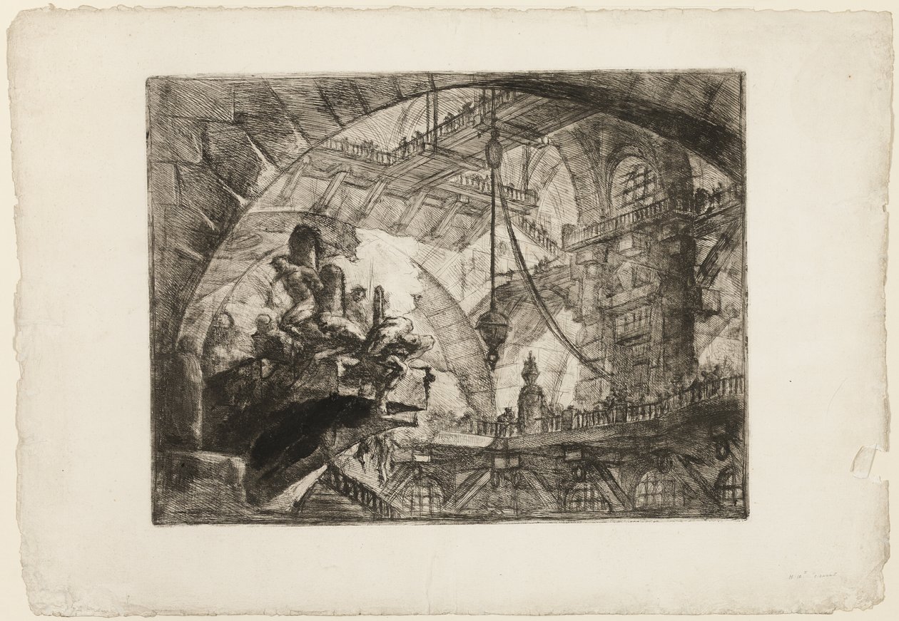 Prisoners on a Projecting Platform, skylt 10 från Imaginary Prisons av Giovanni Battista Piranesi
