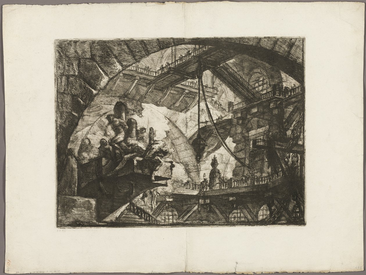 Prisoners on a Projecting Platform, skylt 10 från Imaginary Prisons av Giovanni Battista Piranesi