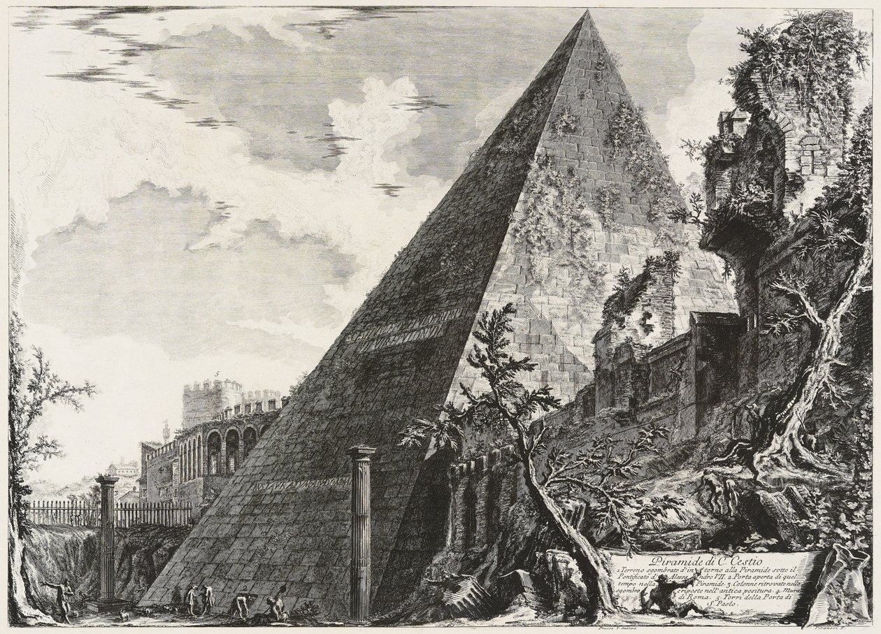 Caius Cestius pyramid av Giovanni Battista Piranesi
