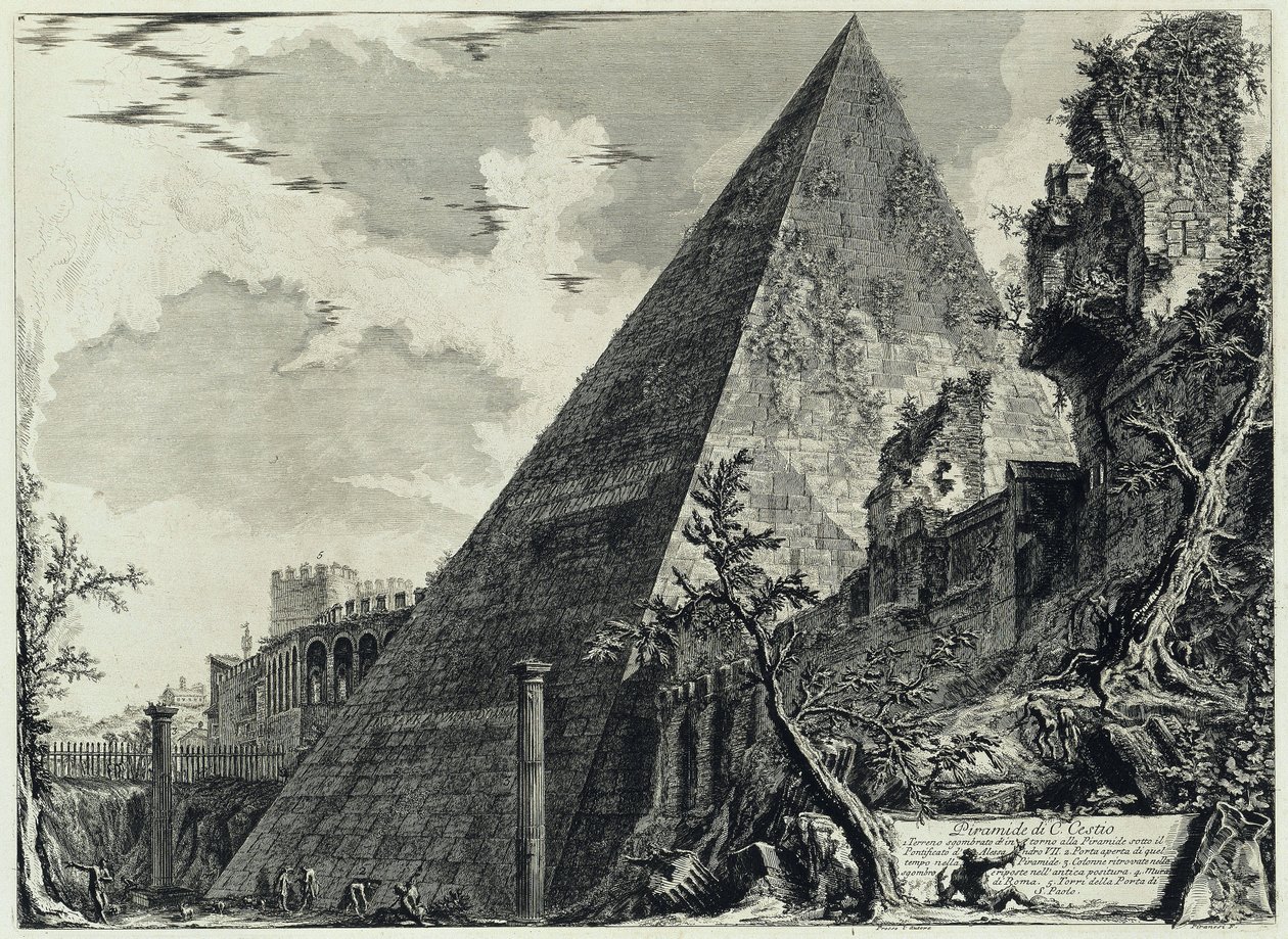 Gaius Cestius pyramid (ur: Vedute di Roma) av Giovanni Battista Piranesi