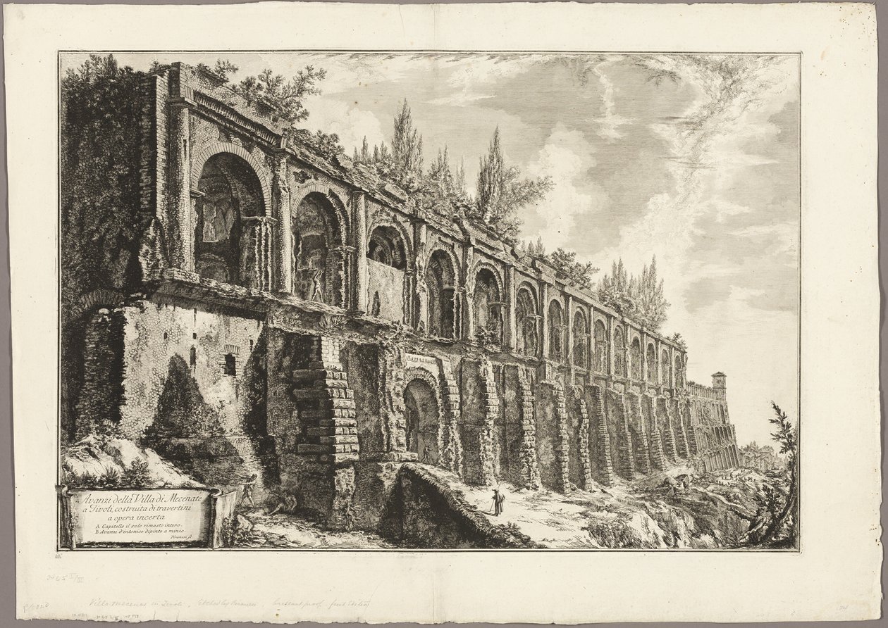 Rester av Villa Maecenas i Tivoli, från utsikt över Rom av Giovanni Battista Piranesi