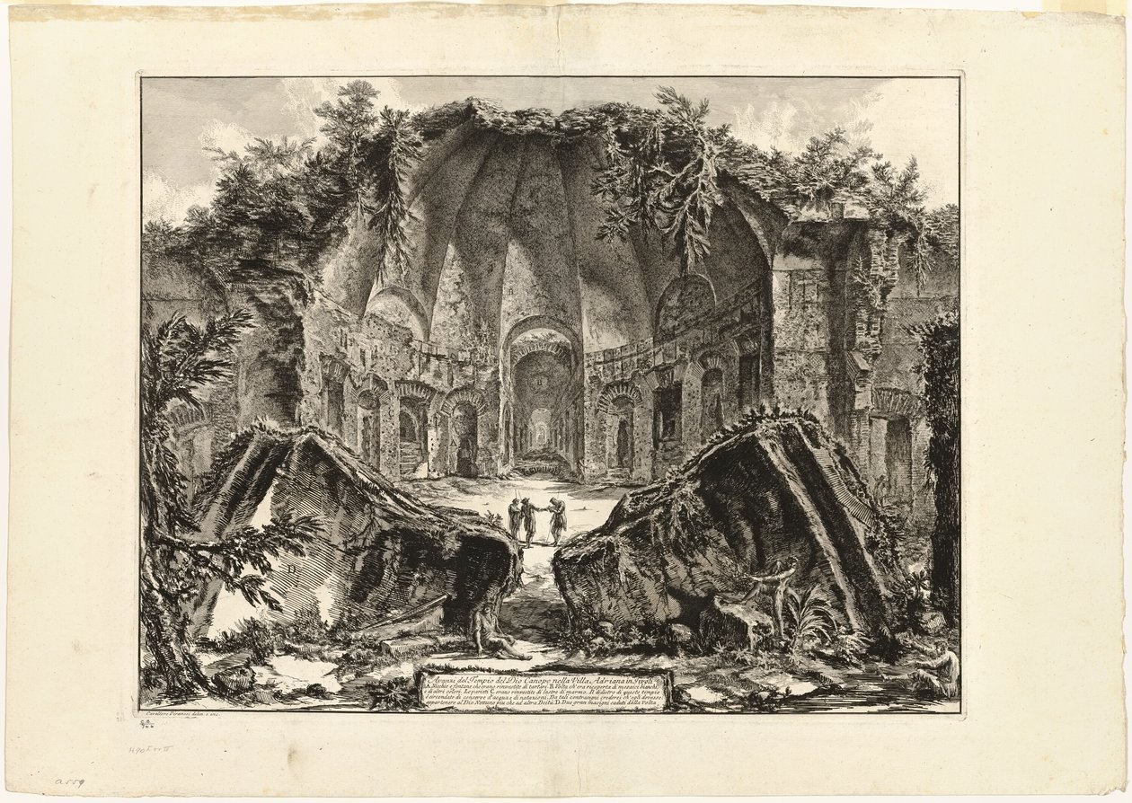Rester av guden Canopus tempel vid Hadrianus villa, Tivoli, från Views of Rome av Giovanni Battista Piranesi