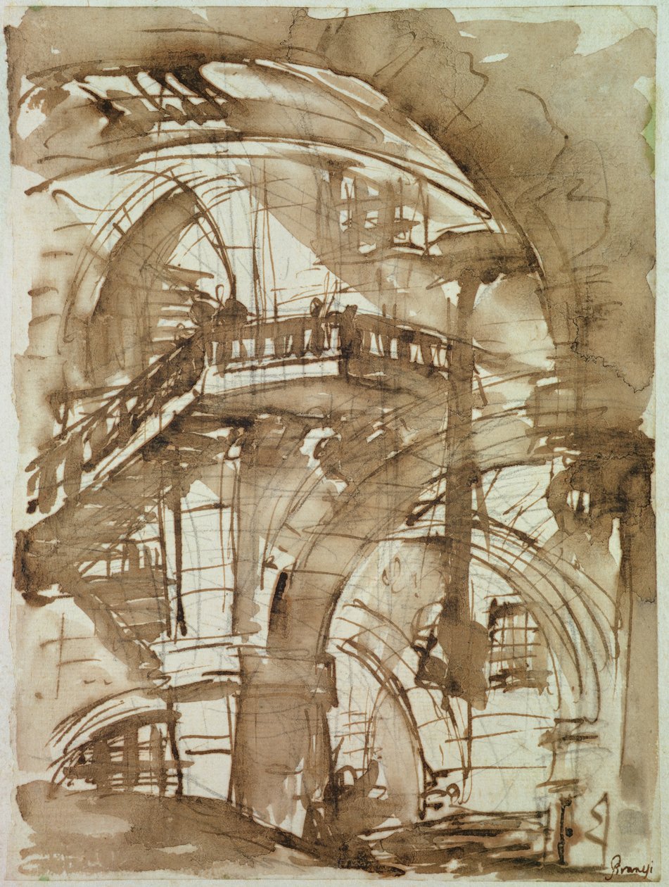 Romerska fängelset, ca 1744-5 (penna och skölj över penna) av Giovanni Battista Piranesi