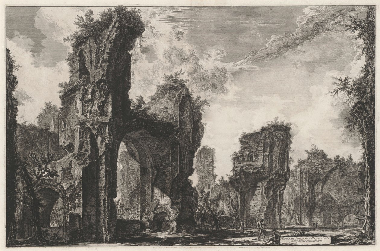 Sistos ruiner, eller den stora salen i de antoninska termerna av Giovanni Battista Piranesi