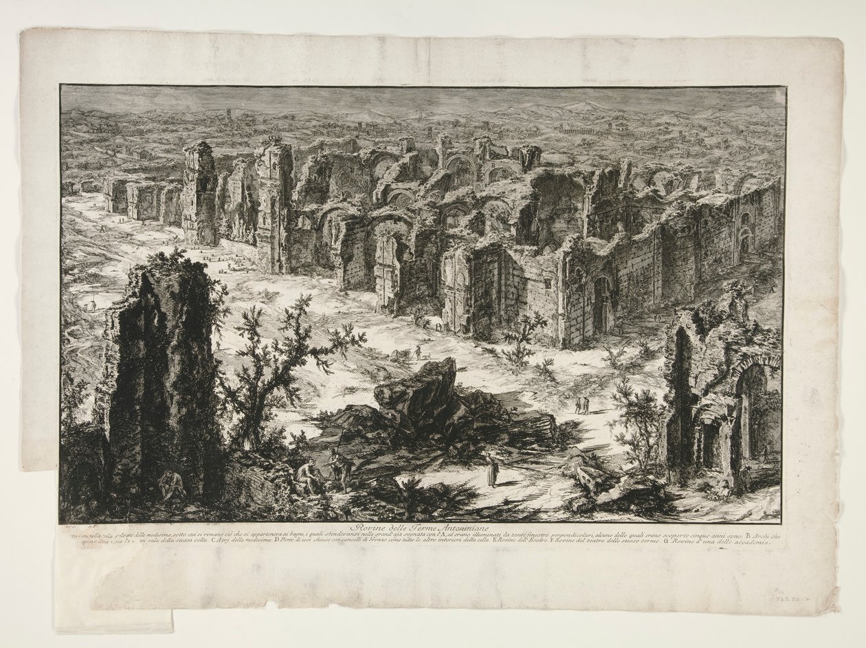 Ruinerna av Antonine Baths [Baths of Caracalla], från utsikt över Rom av Giovanni Battista Piranesi