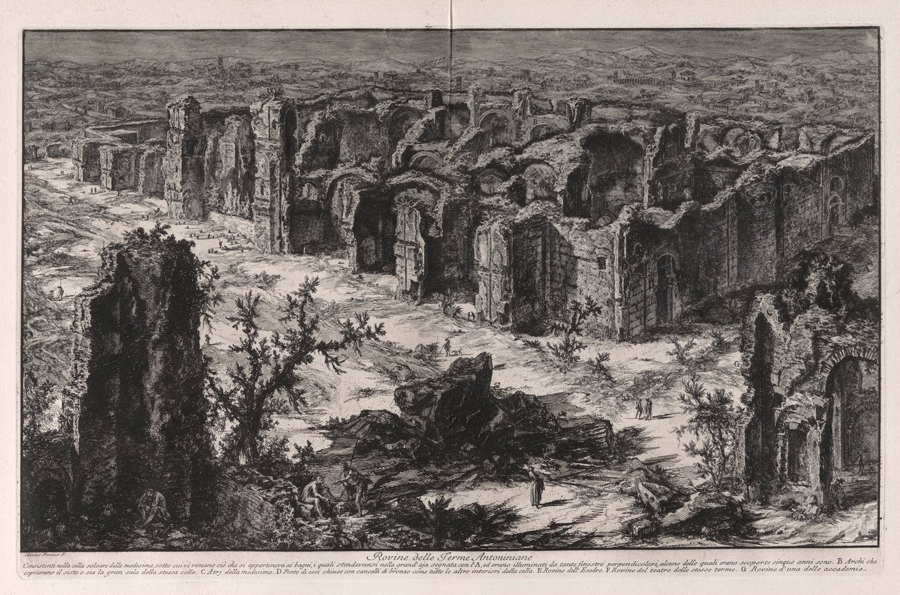Ruinerna av Antonine Baths (ruinerna av Antonine Baths [Baths of Caracalla]), från Vedute di Roma (Utsikt över Rom) av Giovanni Battista Piranesi
