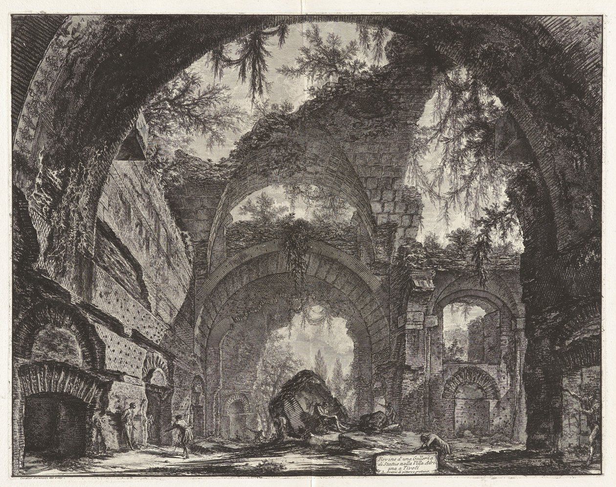 Ruiner av ett skulpturgalleri i Hadrianus villa i Tivoli [egentligen de stora baden], ur Vedute di Roma (Vyer över Rom) av Giovanni Battista Piranesi