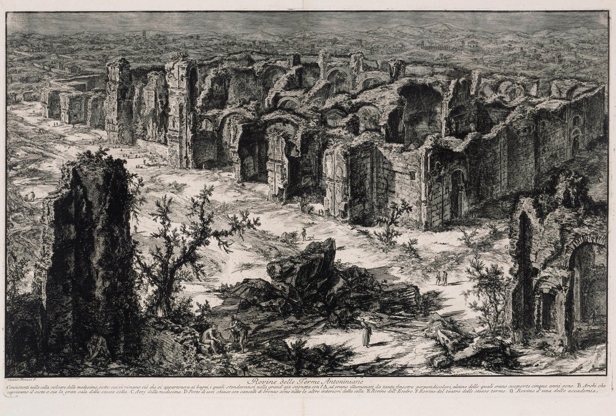 Ruinerna av Caracallas termer (ur: Vedute di Roma) av Giovanni Battista Piranesi