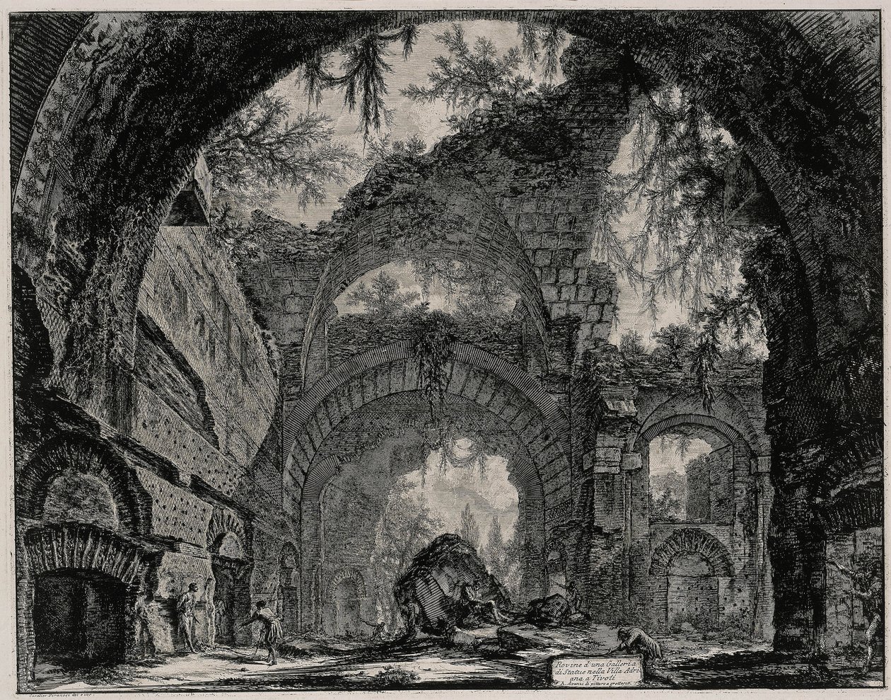 Ruiner av ett statygalleri i Hadrianus villa nära Tivoli (ur: Vedute di Roma) av Giovanni Battista Piranesi