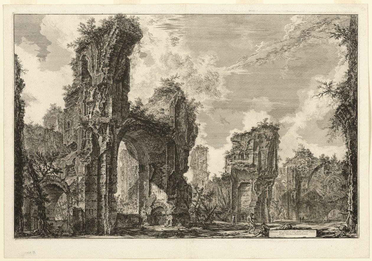 Ruinerna av Xystus [en lång öppen portik som används för atletiska övningar], centralhallen i Antonine Baths [The Baths of Caracalla], från utsikt över Rom av Giovanni Battista Piranesi