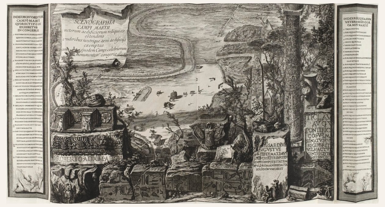 Scenographia Campi Martii, sida från Campo Marzio i det antika Rom av Giovanni Battista Piranesi