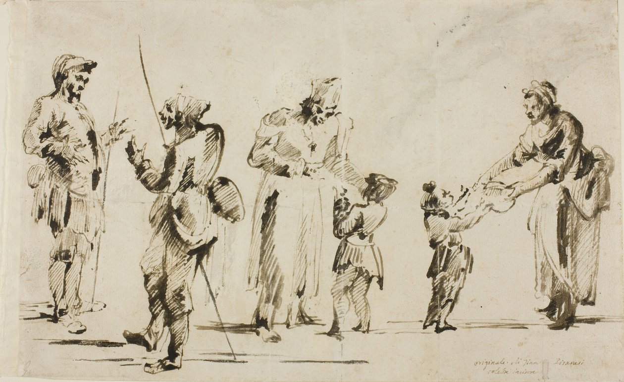 Skissark: Sex figurer av Giovanni Battista Piranesi