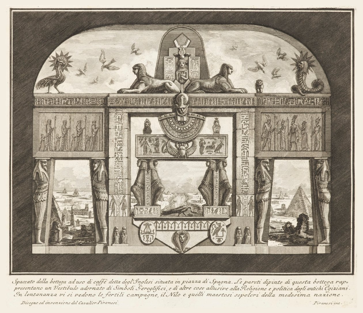 Utskärning av kaféet som heter den engelska som ligger på Piazza di Spagna..., från olika sätt att pryda stigarna av Giovanni Battista Piranesi