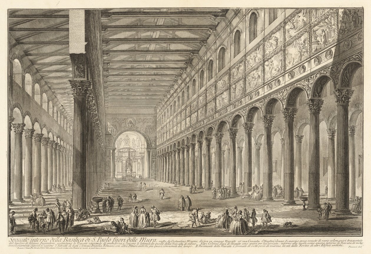 Inre vy av basilikan St. Paul utanför murarna av Giovanni Battista Piranesi