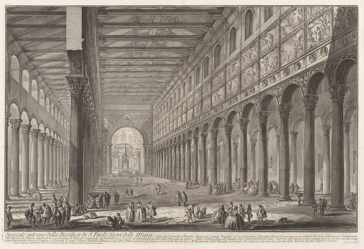 Inre vy av basilikan St. Paul utanför murarna av Giovanni Battista Piranesi