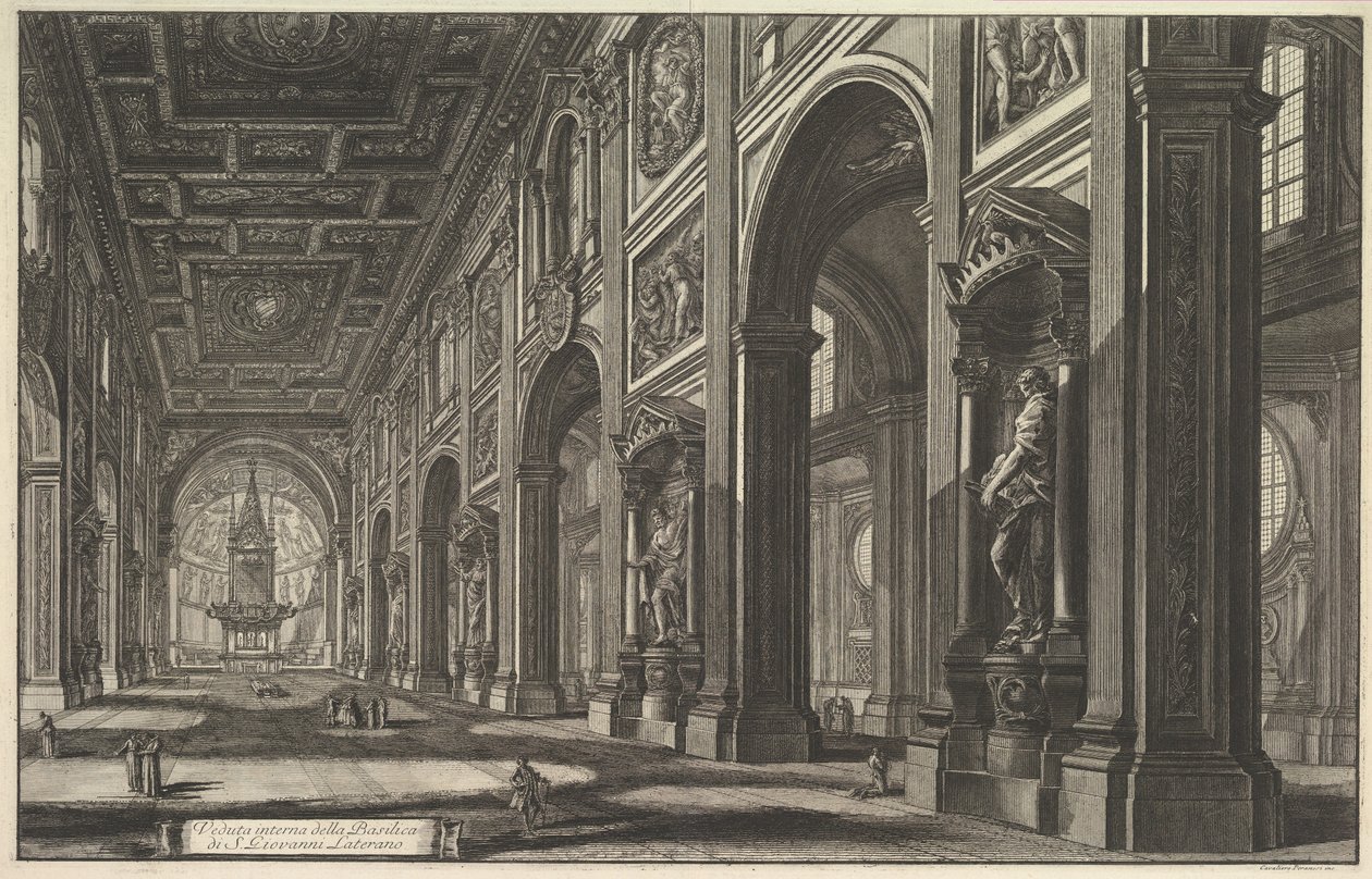 San Giovanni in Laterano, interiör, ur ”Vedute di Roma” (Utsikter över Rom) av Giovanni Battista Piranesi