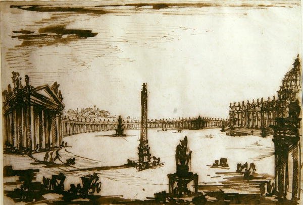 Petersplatsen, Rom (penna och bläck på papper) av Giovanni Battista Piranesi
