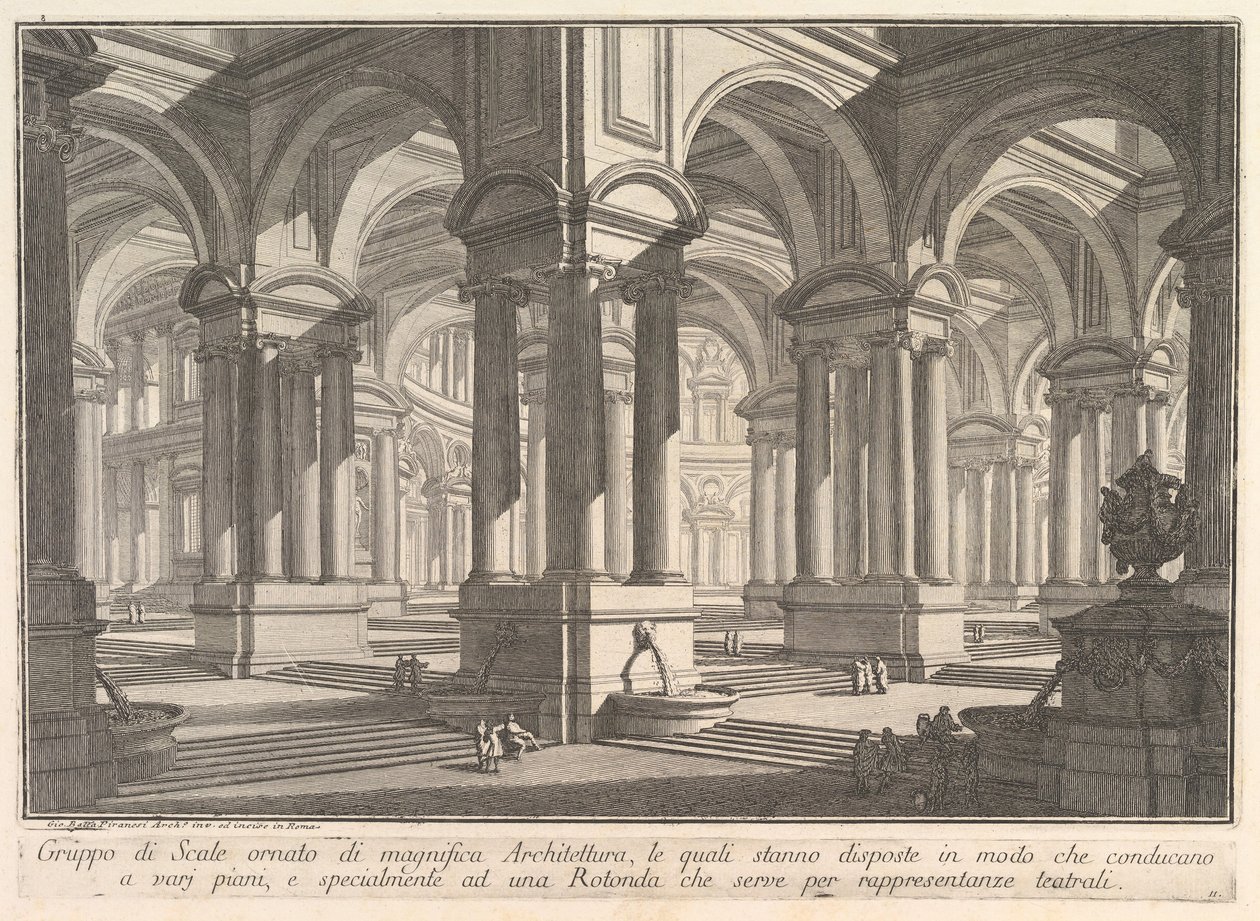 Trappor prydda av magnifik arkitektur. . . Gruppo di Scale ornato di magnif..., ca. 1750 av Giovanni Battista Piranesi