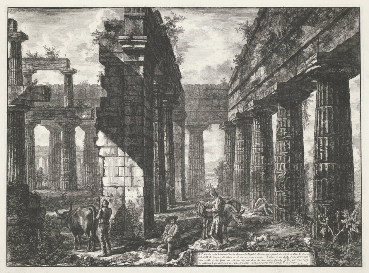 Neptunus tempel i Paestum Olika vyer av resterna av tre stora byggnader som fortfarande står kvar vid Paestum (serietitel) Différentes vues de quelques restes de trois grands édifices qui subsistent encore dans l